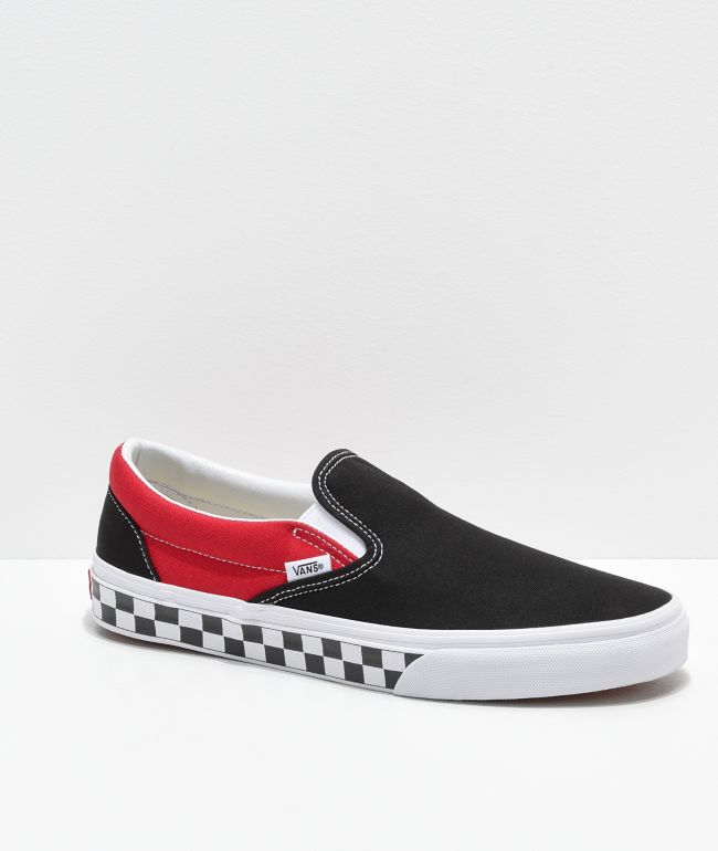 black white and red checkered vans